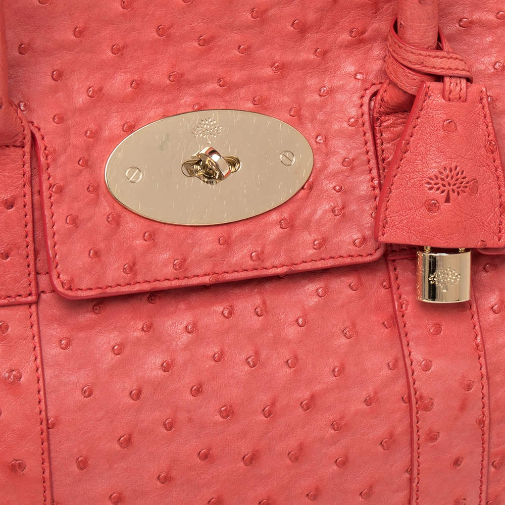 Mulberry Pink Ostrich Bayswater Satchel For Women - Image 5