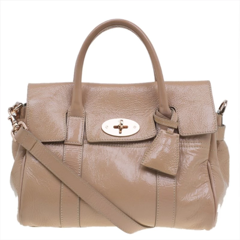 Mulberry Blush Pink Wrinkled Patent Leather Small Bayswater Satchel For Women