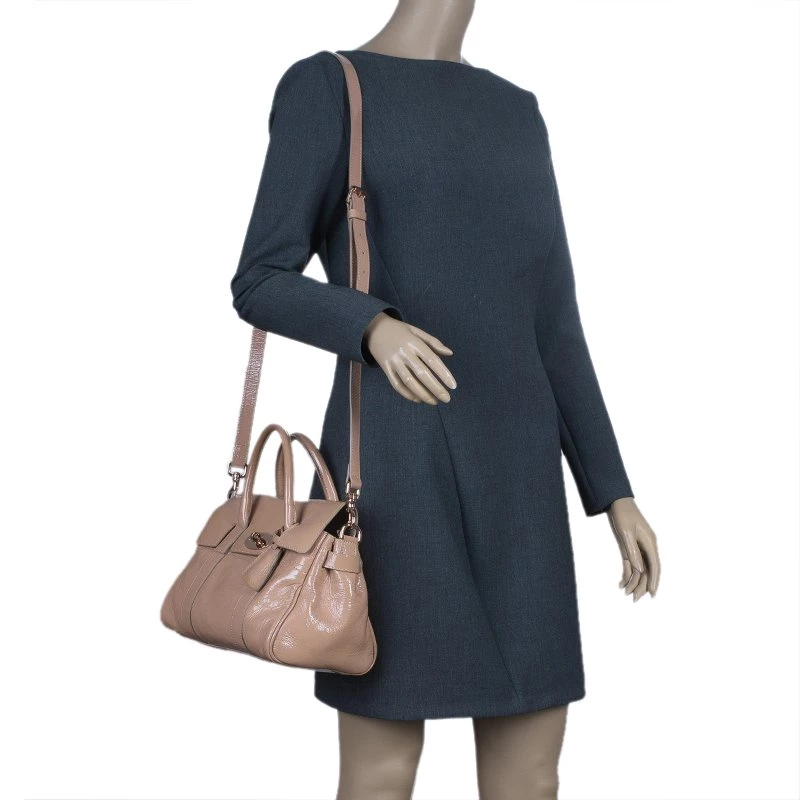 Mulberry Blush Pink Wrinkled Patent Leather Small Bayswater Satchel For Women - Image 2