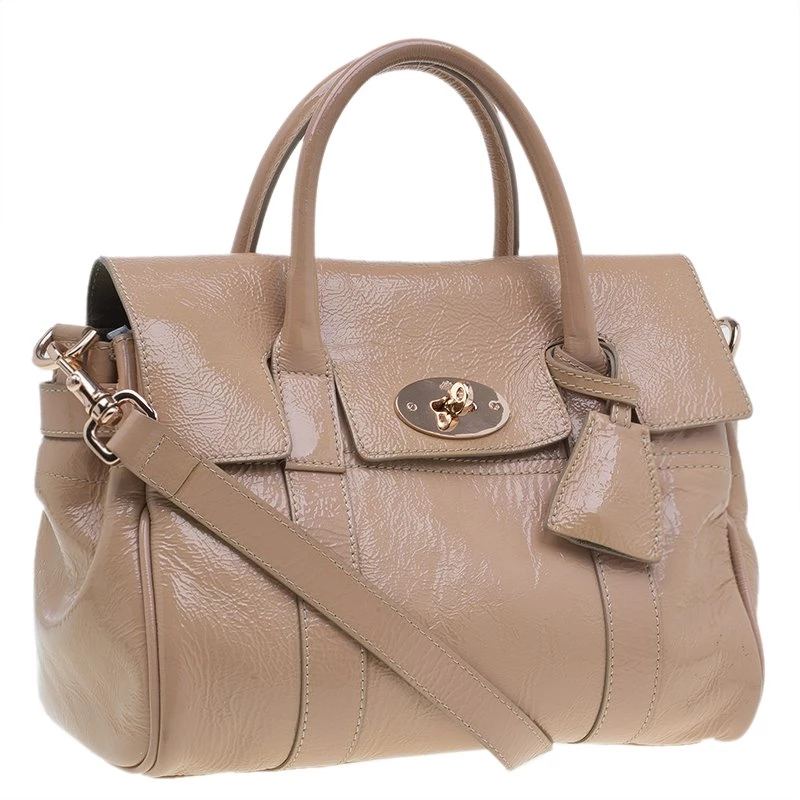 Mulberry Blush Pink Wrinkled Patent Leather Small Bayswater Satchel For Women - Image 3