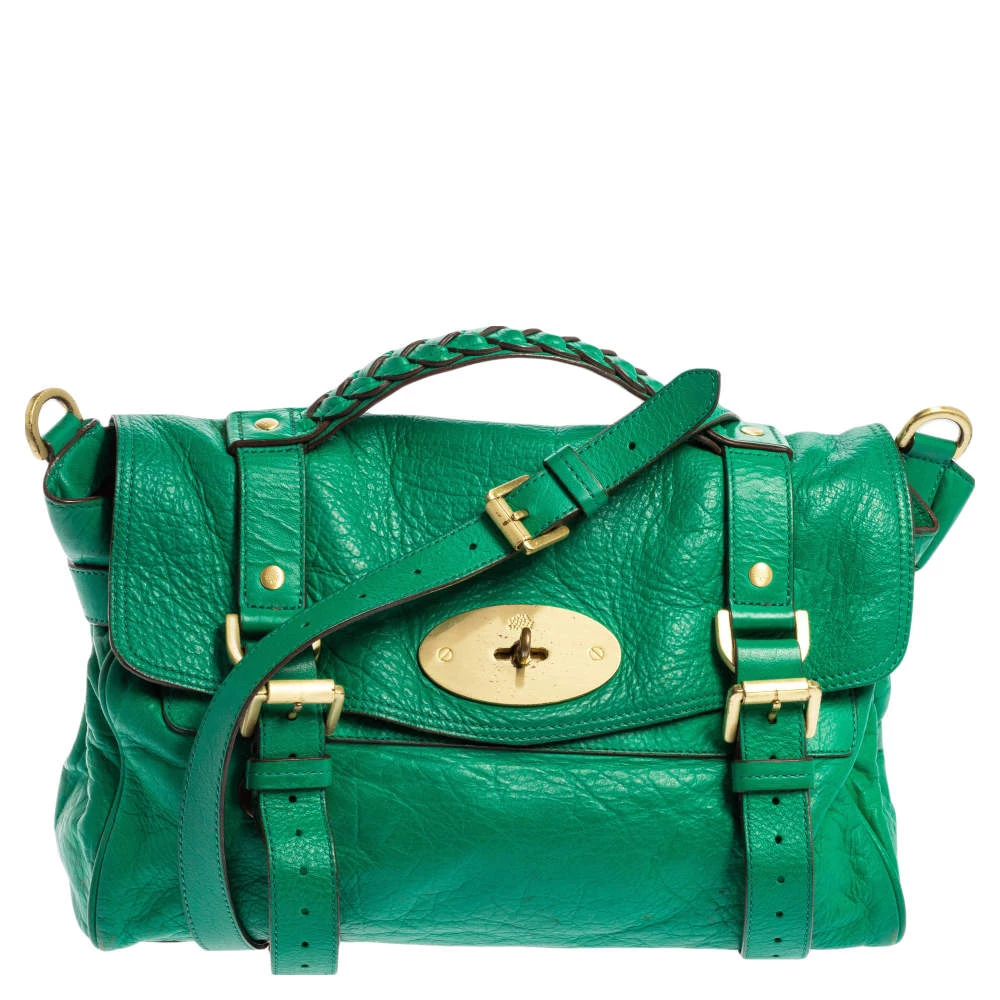 Mulberry Green Leather Small Alexa Satchel For Women