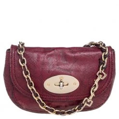 Mulberry Burgundy Python Embossed Leather Lily Shoulder Bag For Women