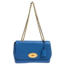 Mulberry Blue Leather Medium Lily Shoulder Bag For Women