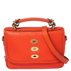 Mulberry Flame Shine Grain Leather Bryn Top Handle Bag For Women
