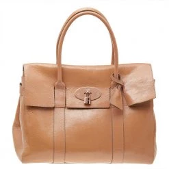 Mulberry Beige Crinkle Leather Bayswater Satchel For Women