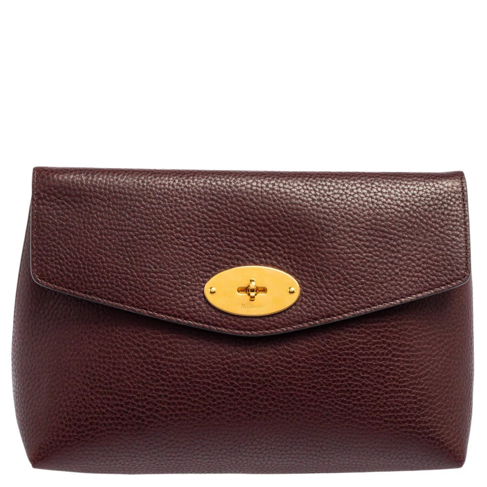 Mulberry Burgundy Leather Darley Cosmetic Pouch For Women