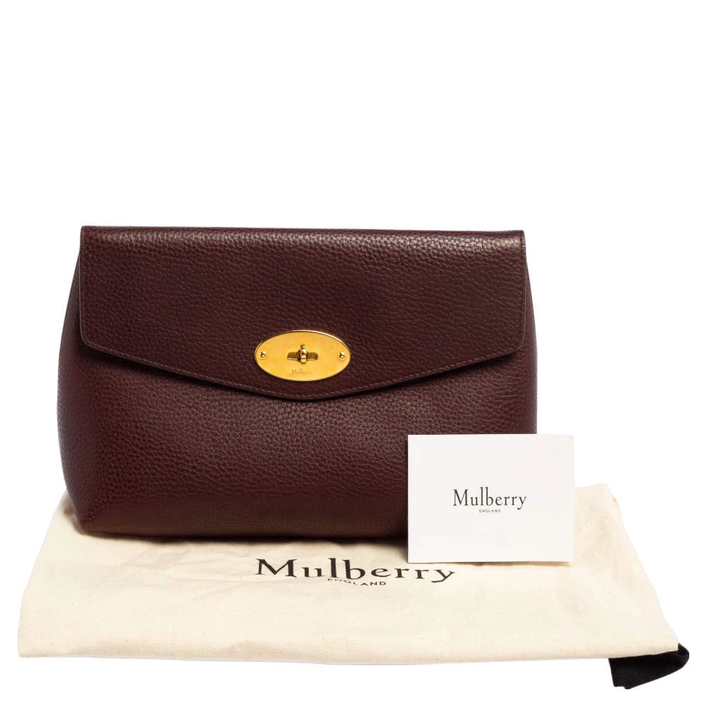 Mulberry Burgundy Leather Darley Cosmetic Pouch For Women - Image 12