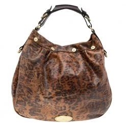 Mulberry Brown Leopard Print Leather Mitzy Hobo For Women