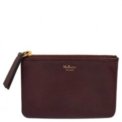 Mulberry Burgundy Leather Zip Coin Pouch For Women