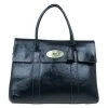 Mulberry Dark Grey Patent Leather Bayswater Satchel For Women