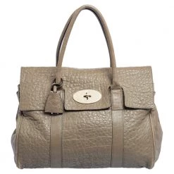 Mulberry Grey Pebbled Leather Bayswater Satchel For Women