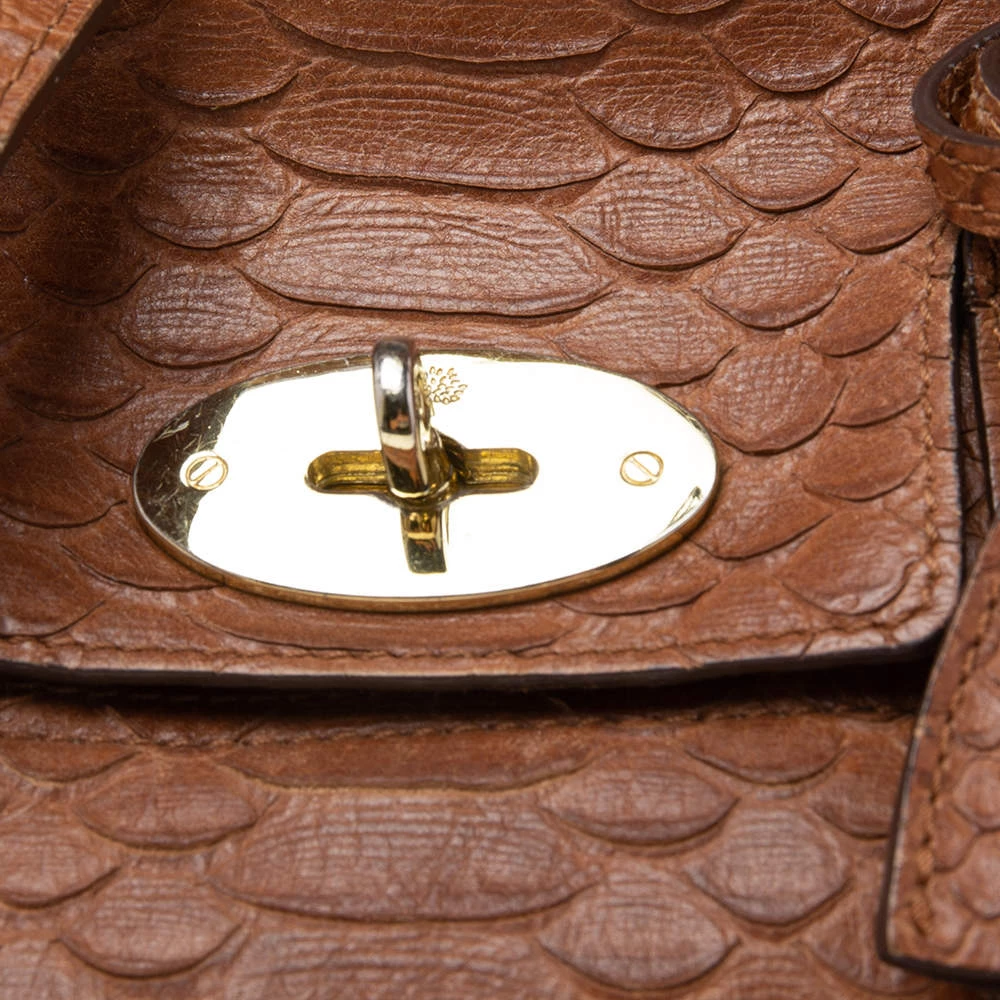 Mulberry Brown Python Embossed Leather Bayswater Satchel For Women - Image 5