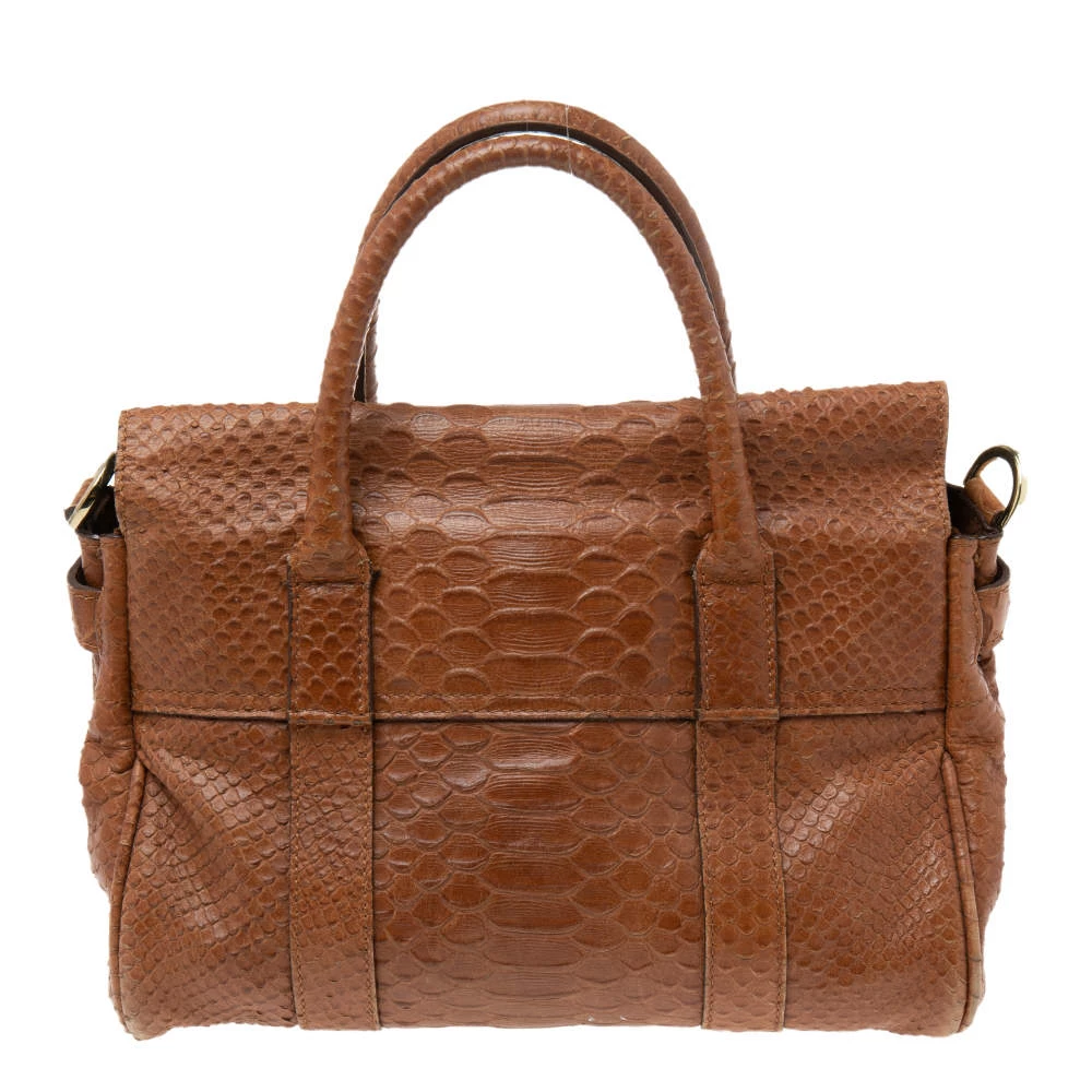 Mulberry Brown Python Embossed Leather Bayswater Satchel For Women - Image 4