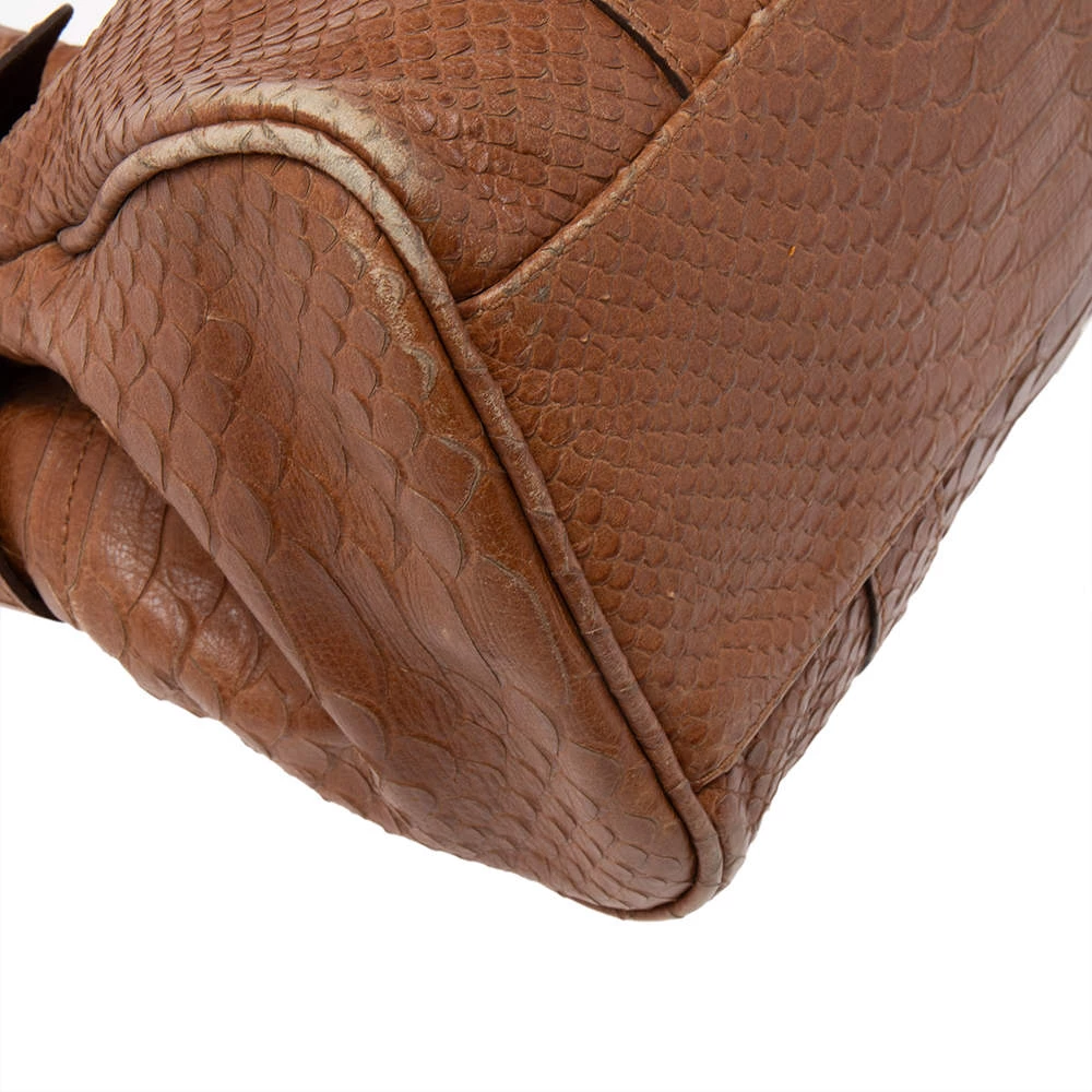 Mulberry Brown Python Embossed Leather Bayswater Satchel For Women - Image 12