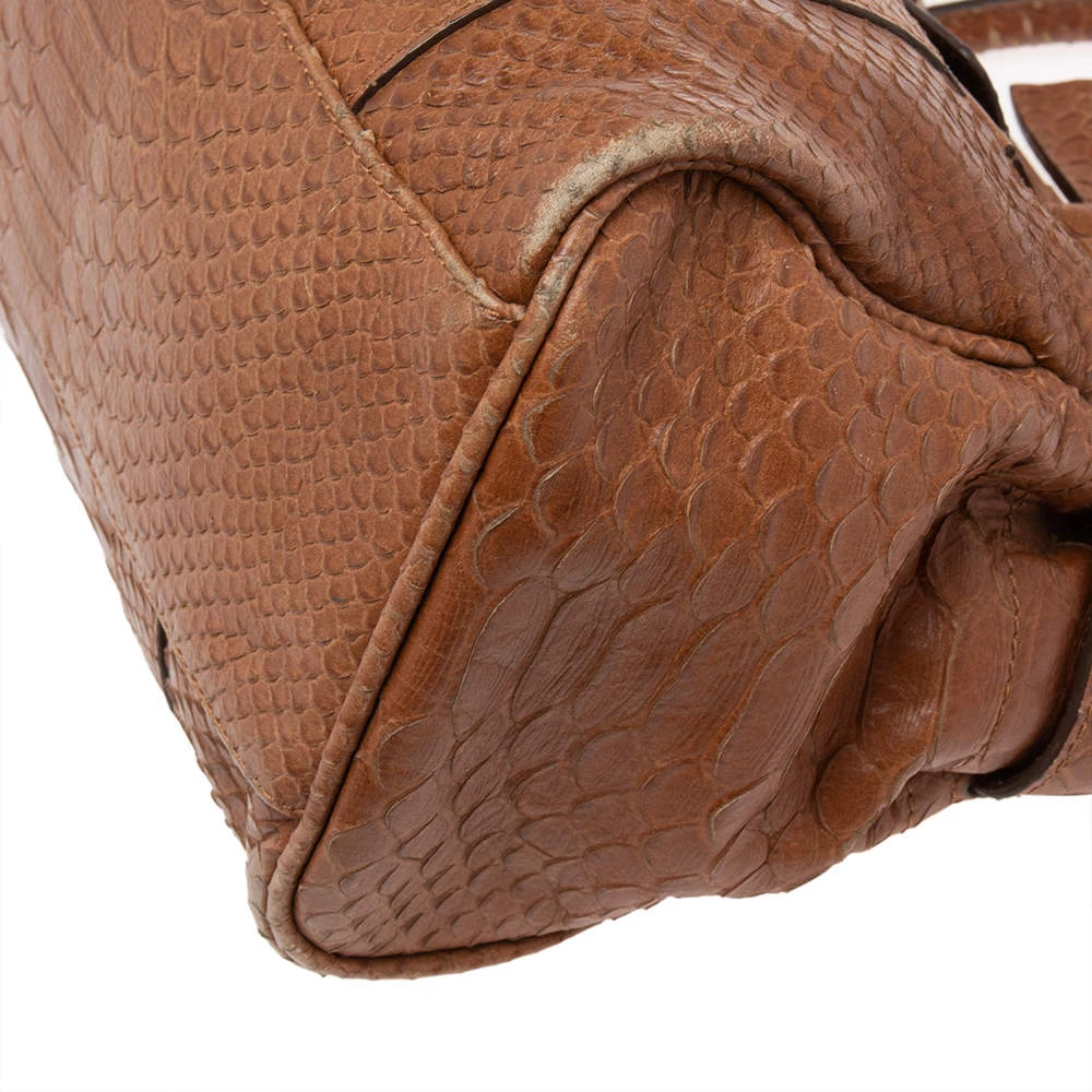 Mulberry Brown Python Embossed Leather Bayswater Satchel For Women - Image 11