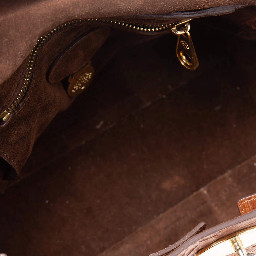 Mulberry Brown Python Embossed Leather Bayswater Satchel For Women - Image 8