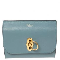 Mulberry Stone Blue Leather Medium Amberley Wallet For Women