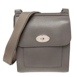 Mulberry Grey Grained Leather Antony Messenger Bag For Women