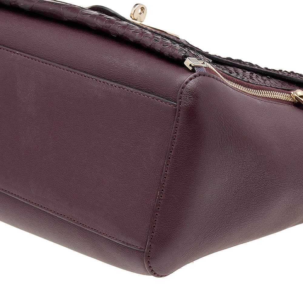 Mulberry Burgundy Python Embossed And Leather Small Willow Tote For Women - Image 12