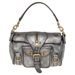 Mulberry Metallic Grey Leather Shoulder Bag For Women