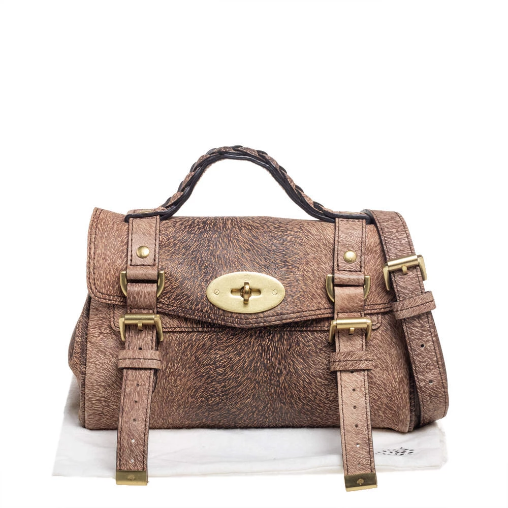 Mulberry Brown/Black Calfhair Print Leather Mini Alexa Top Handle Bag For Women - Image 11