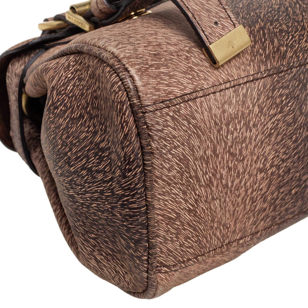 Mulberry Brown/Black Calfhair Print Leather Mini Alexa Top Handle Bag For Women - Image 12