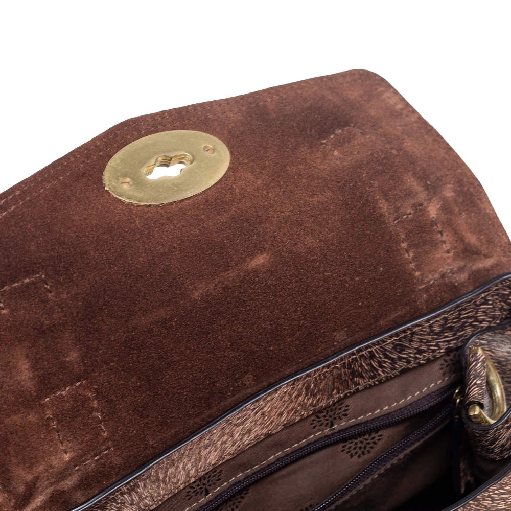 Mulberry Brown/Black Calfhair Print Leather Mini Alexa Top Handle Bag For Women - Image 8