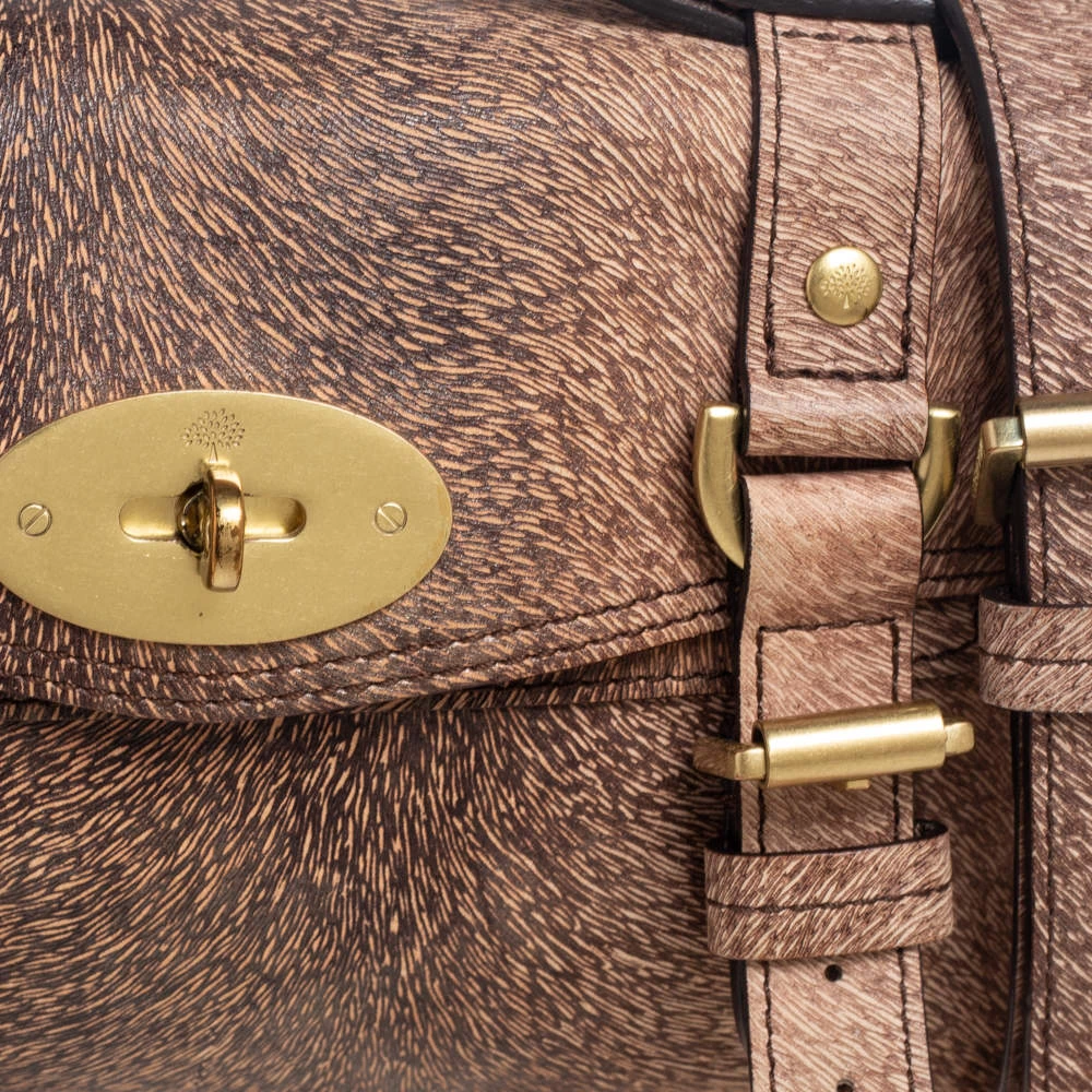 Mulberry Brown/Black Calfhair Print Leather Mini Alexa Top Handle Bag For Women - Image 5