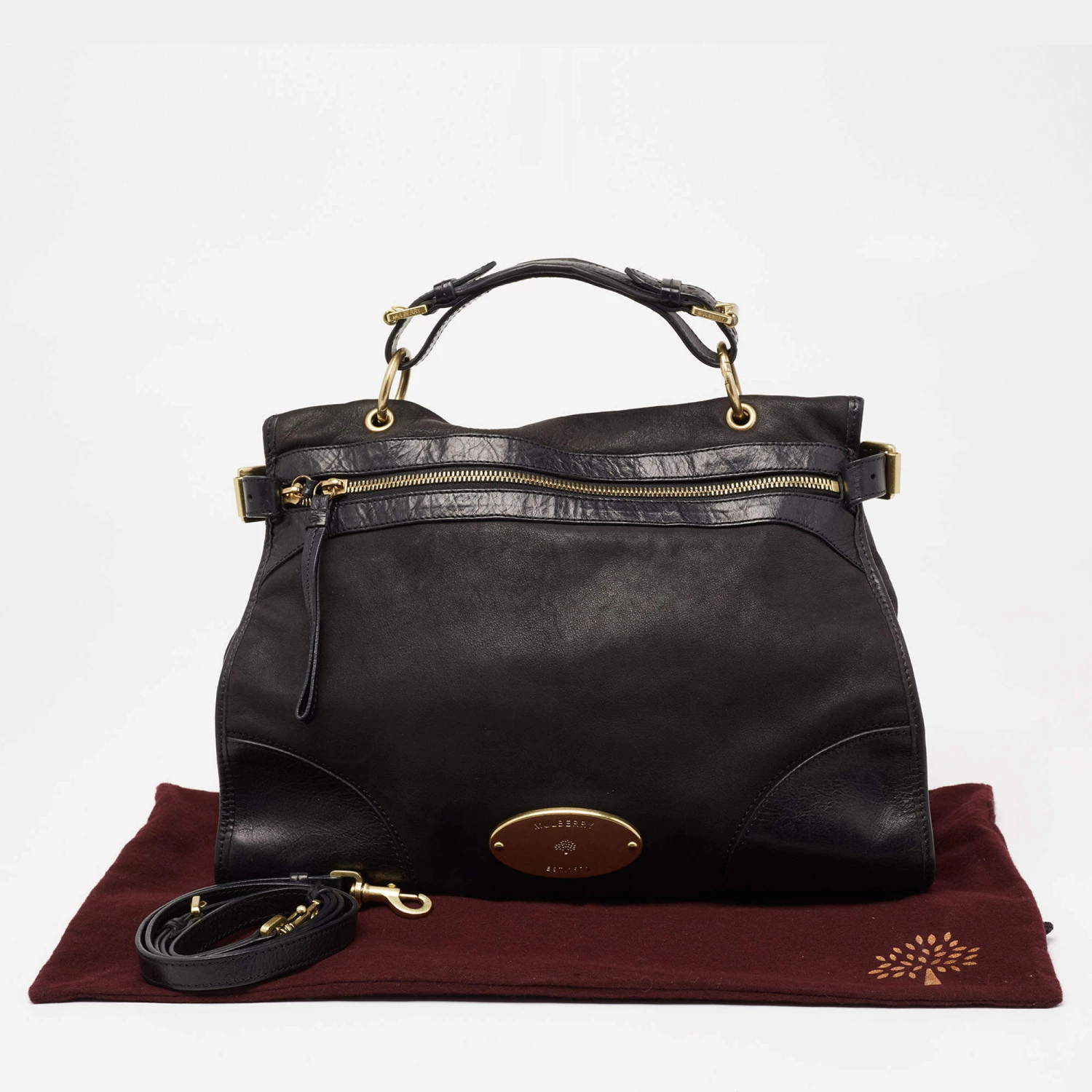 Mulberry Black Nubuck And Leather Taylor Top Handle Bag For Women - Image 10