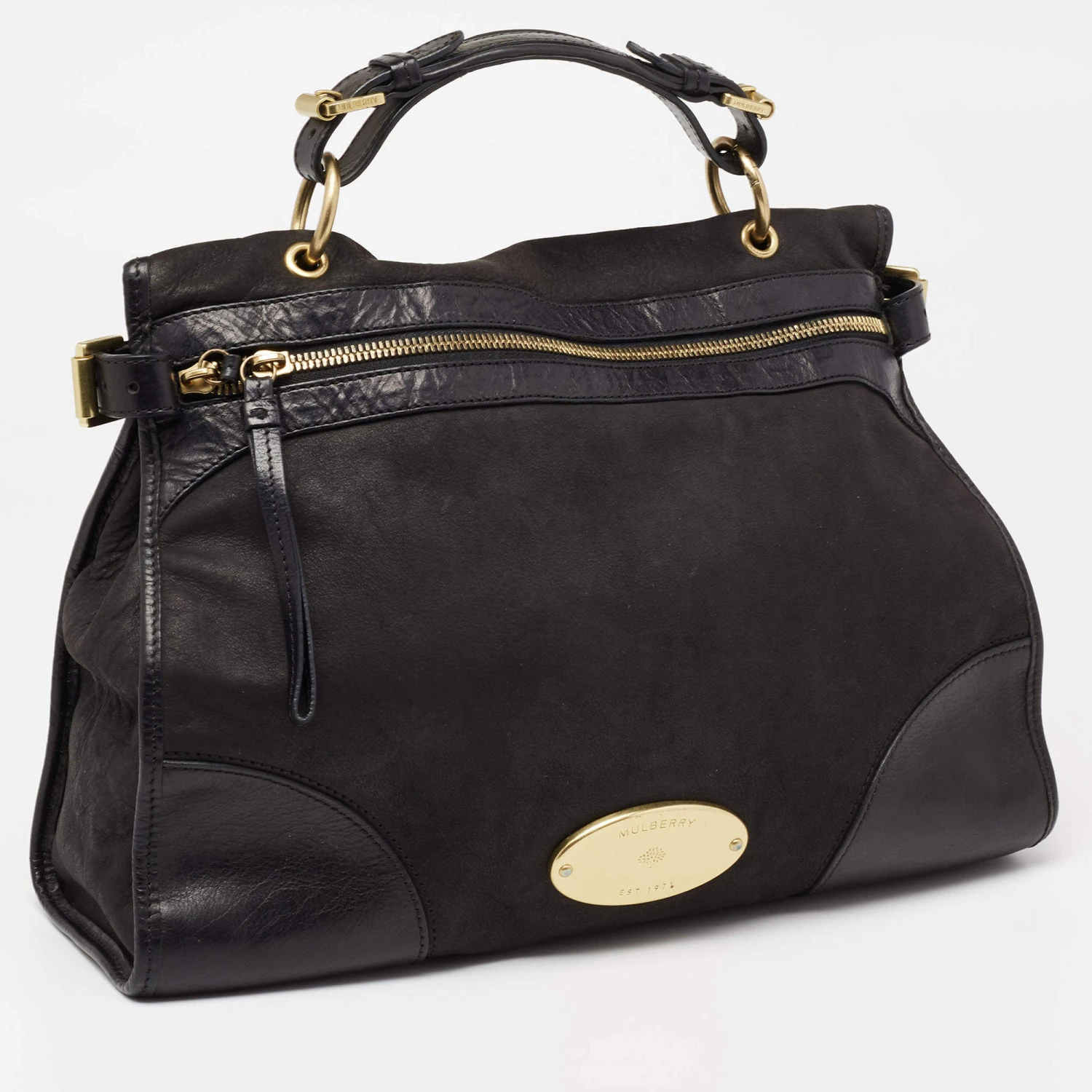 Mulberry Black Nubuck And Leather Taylor Top Handle Bag For Women - Image 3