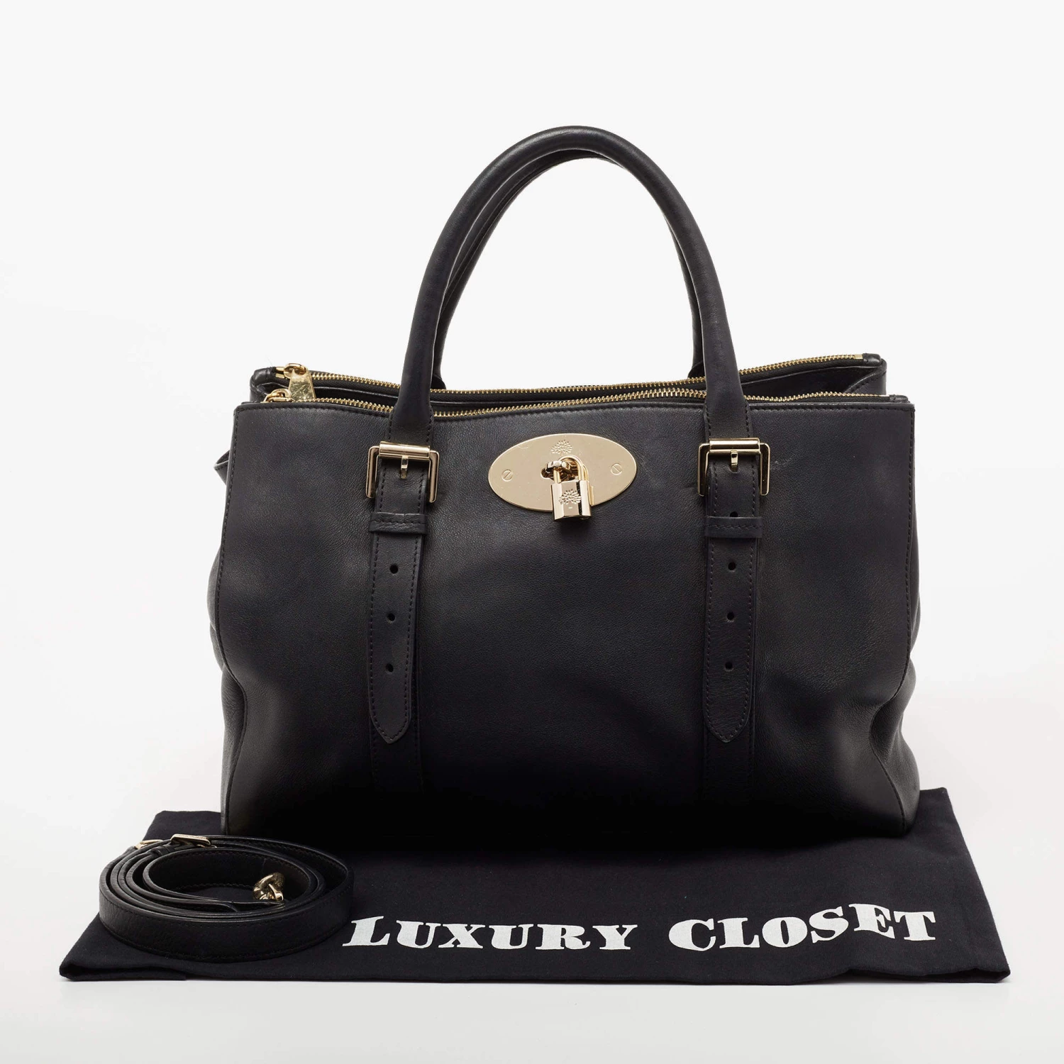 Mulberry Black Leather Bayswater Tote For Women - Image 12