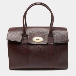 Mulberry Burgundy Leather Bayswater Satchel For Women