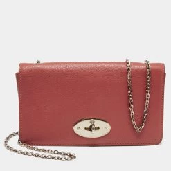 Mulberry Brown Leather Bayswater Chain Clutch For Women