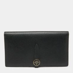 Mulberry Black Leather Tree Logo Long Wallet For Women