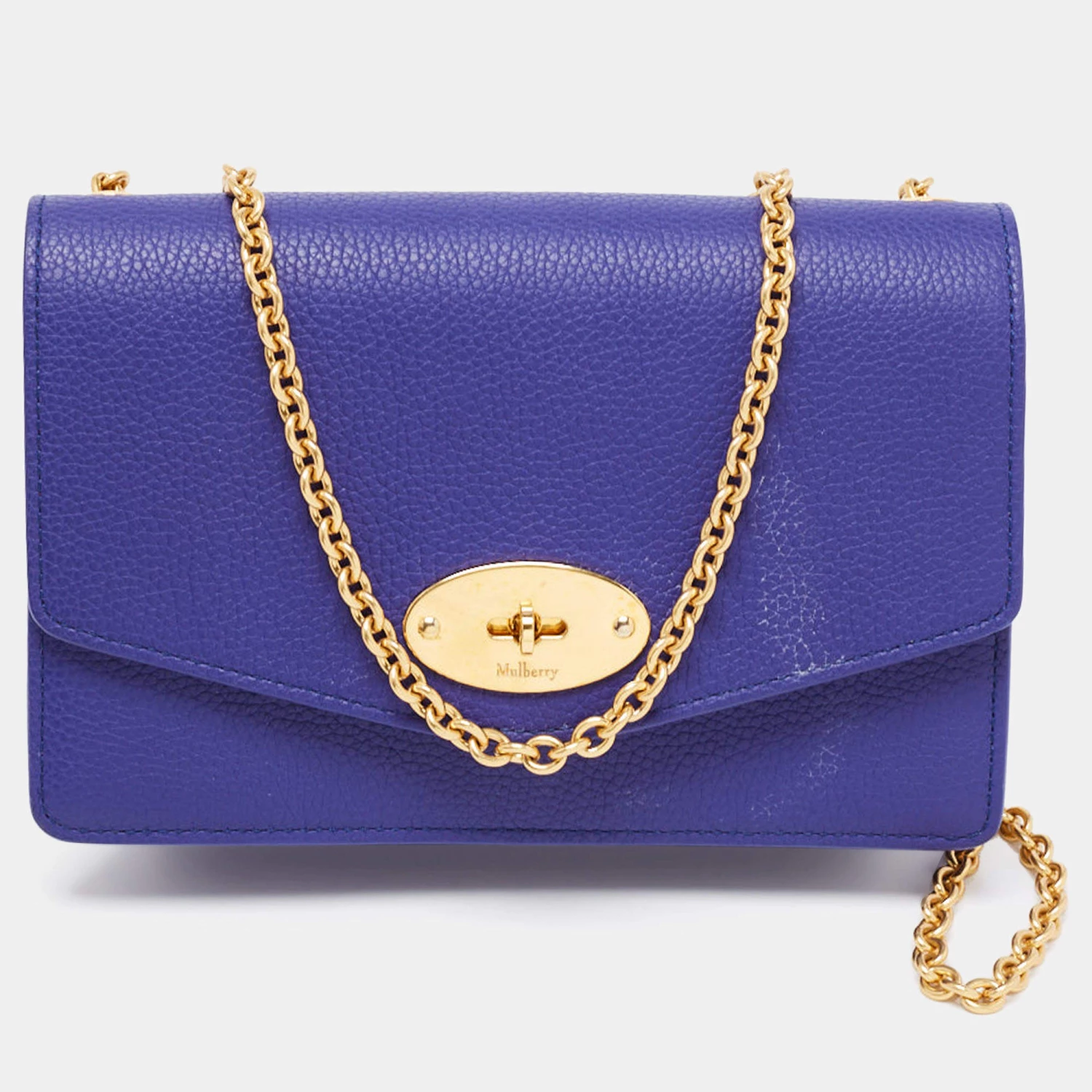Mulberry Purple Leather Postman Lock Flap Crossbody Bag For Women