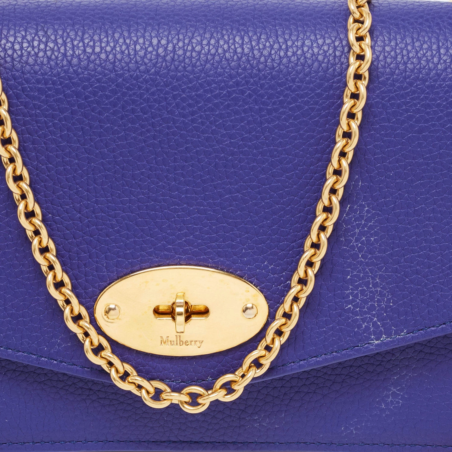 Mulberry Purple Leather Postman Lock Flap Crossbody Bag For Women - Image 5