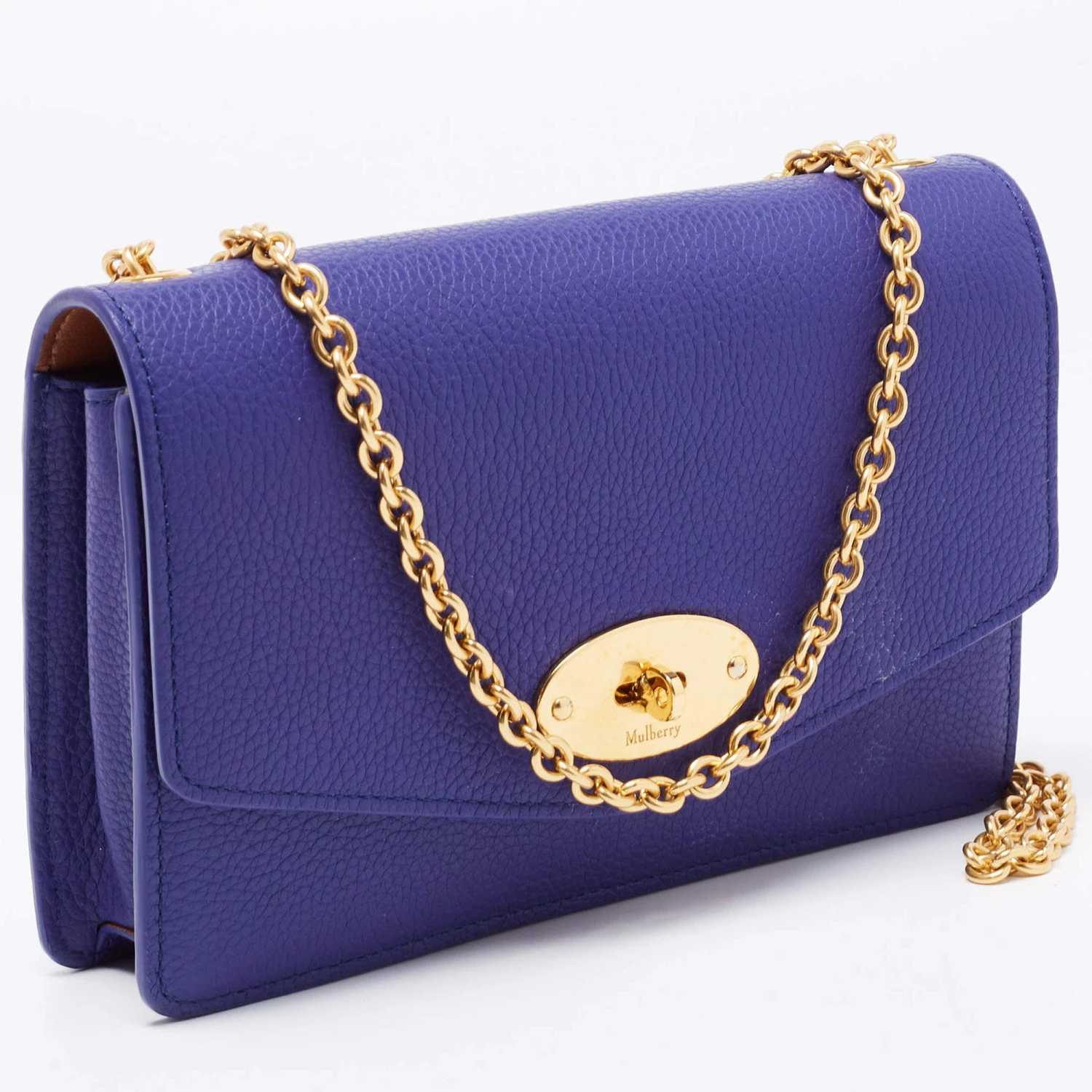 Mulberry Purple Leather Postman Lock Flap Crossbody Bag For Women - Image 3