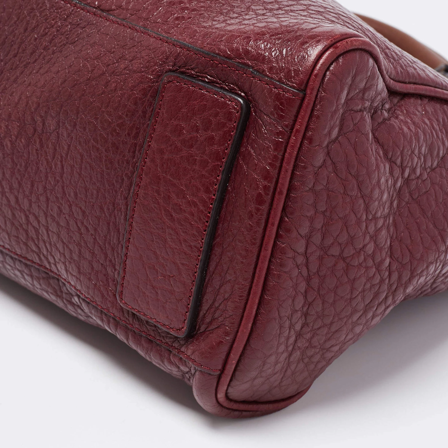 Mulberry Burgundy Grained Leather Polly Push Lock Top Handle Bag For Women - Image 14