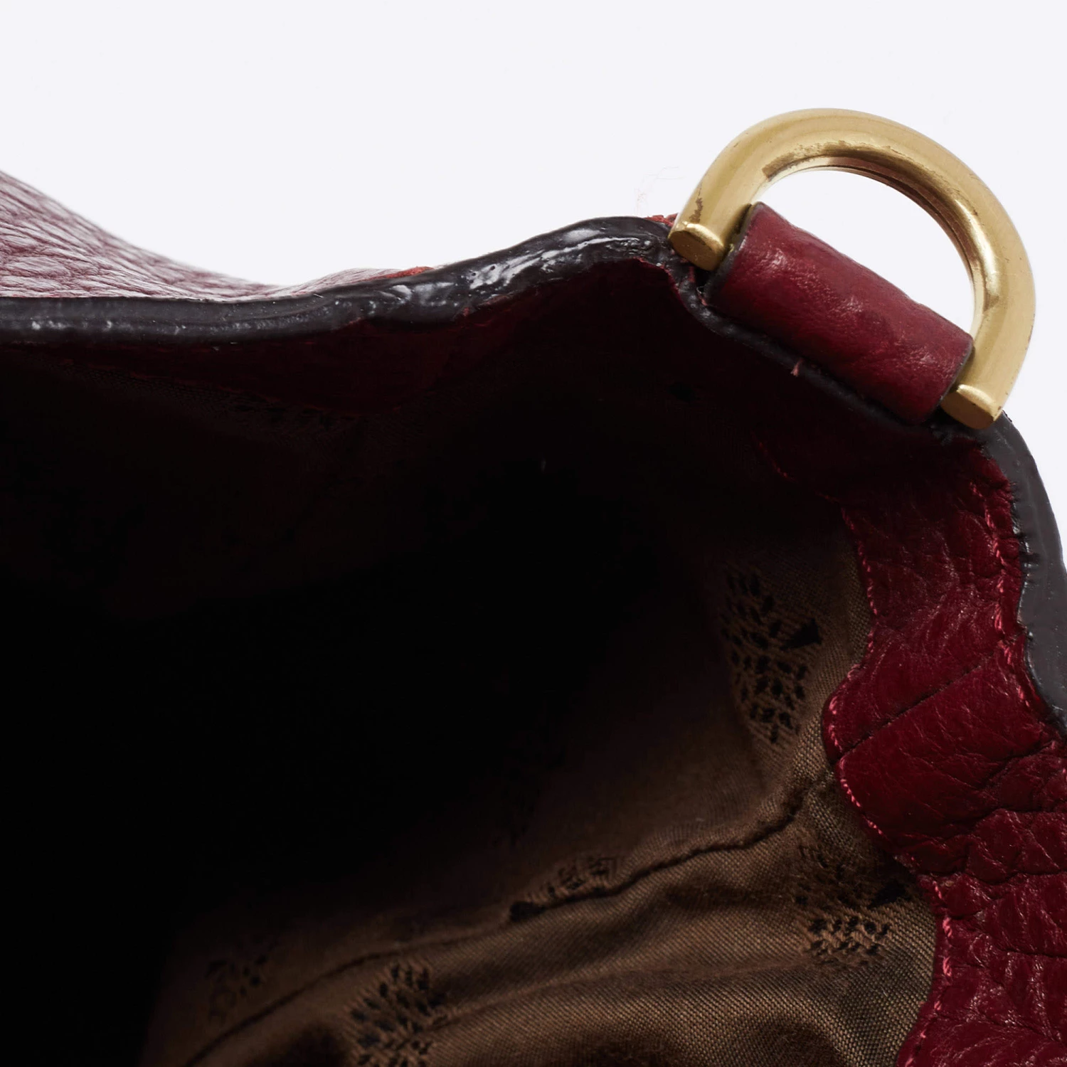 Mulberry Burgundy Grained Leather Polly Push Lock Top Handle Bag For Women - Image 7