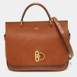 Mulberry Tan Leather Amberley Top Handle Bag For Women