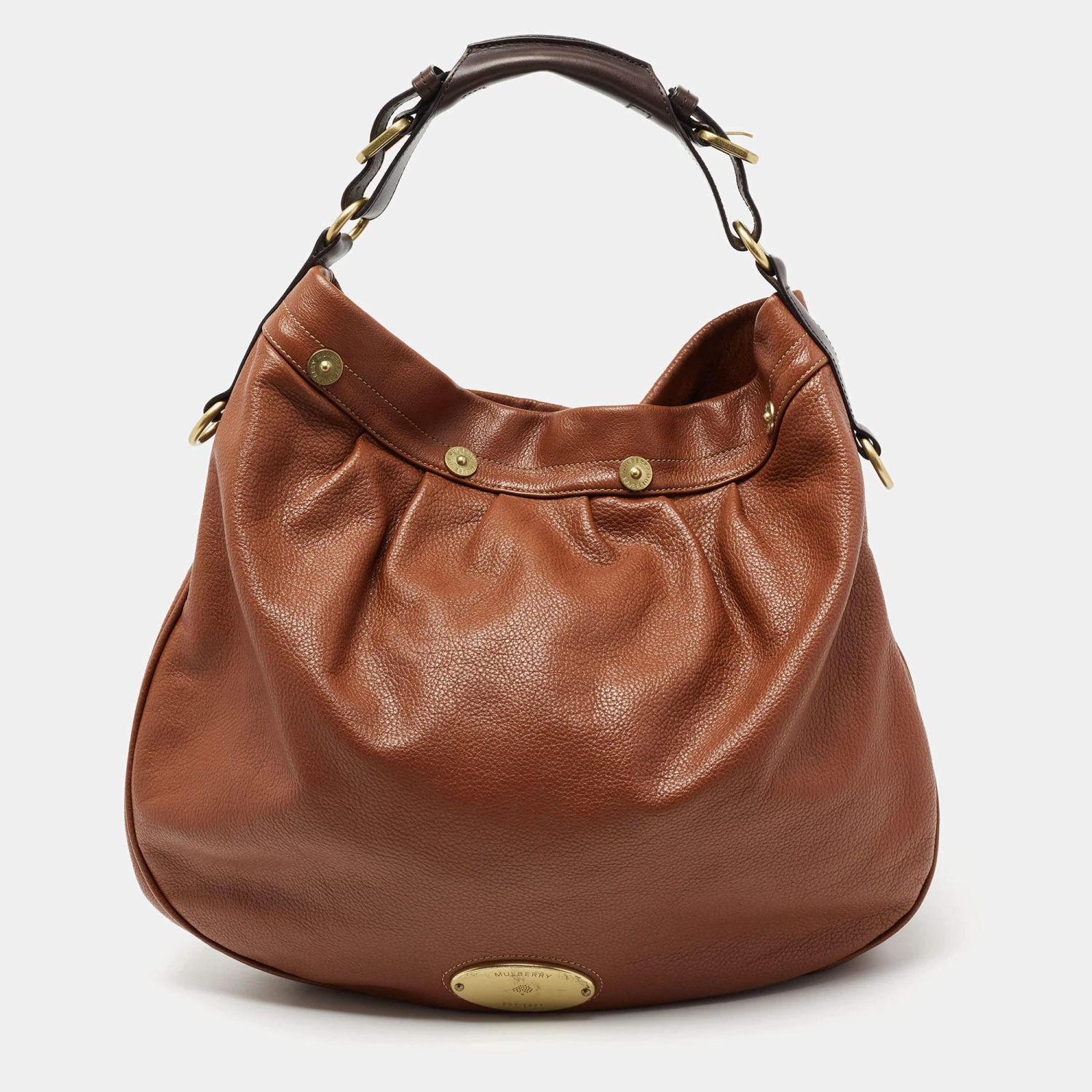 Mulberry Brown Pebbled Leather Mitzy Hobo For Women
