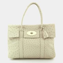 Mulberry Pale Green Ostrich Bayswater Satchel For Women