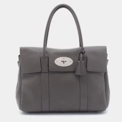 Mulberry Grey Grain Leather Bayswater Satchel For Women