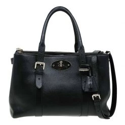 Mulberry Black Leather Bayswater Double Zip Tote For Women