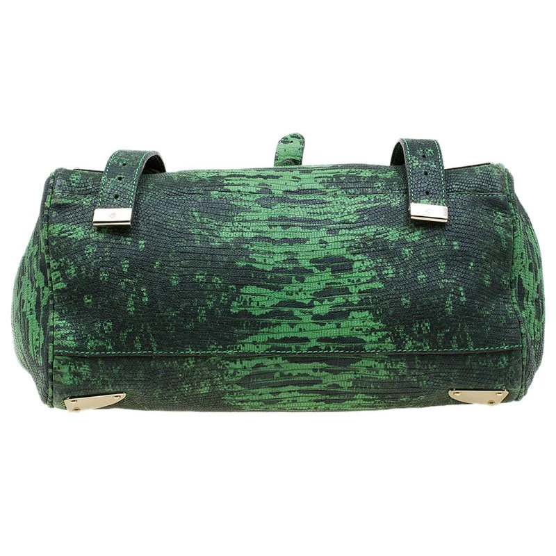 Mulberry Green Lizard Embossed Leather Alexa Shoulder Bag For Women - Image 4