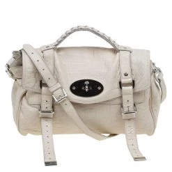 Mulberry Cream Croc Embossed Leather Limited Edition Alexa Shoulder Bag For Women