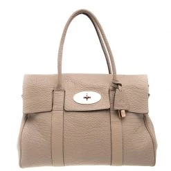 Mulberry Beige Grained Leather Bayswater Satchel For Women