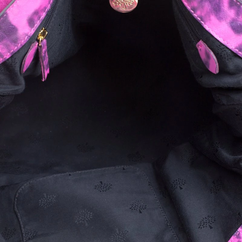 Mulberry Pink Leopard Print Leather Oversized Alexa Satchel For Women - Image 7