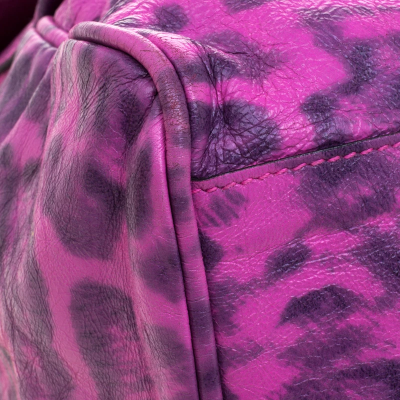 Mulberry Pink Leopard Print Leather Oversized Alexa Satchel For Women - Image 12