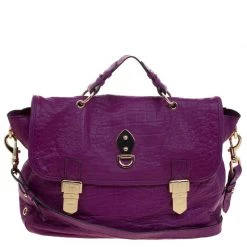 Mulberry Purple Croc Embossed Leather Tillie Satchel For Women